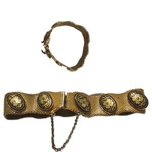 Vintage RADI SPAIN Damascene Toledo Bracelet,  Spanish Revival, 7"